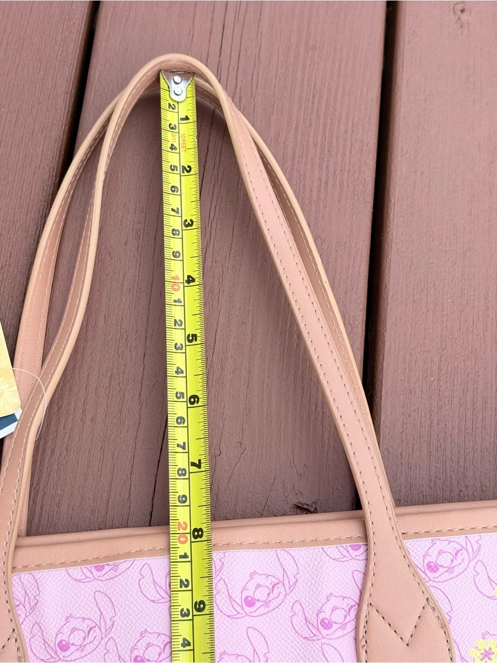 Disney Pink Stitch Tote with Tan Trim - NWT